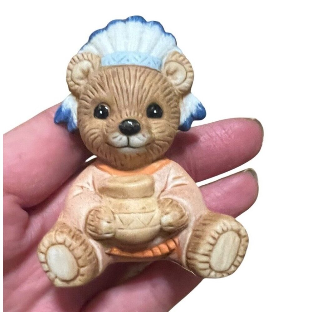 Homco Thanksgiving Teddy Bear Indian Figure Art Art Decor